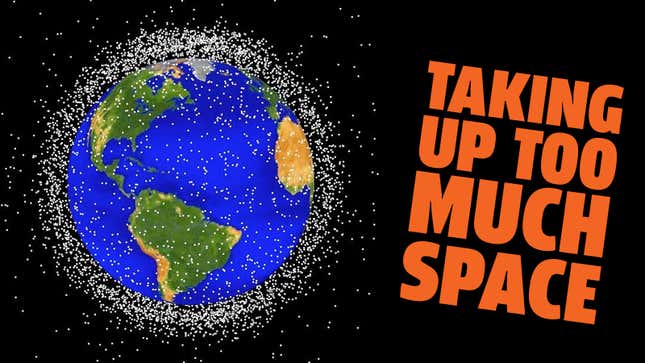 A graphic showing the number of objects orbiting the Earth. 