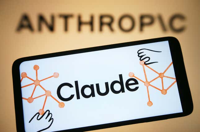 A photo illustration of the Claude logo on a smartphone screen. The Anthropic logo is displayed behind the smartphone.