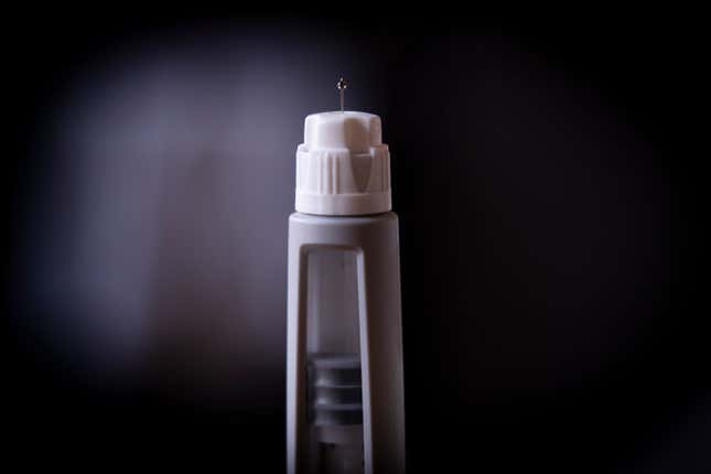 An Ozempic (semaglutide) injection pen is seen on a kitchen table in Riga, Latvia on 06 August, 2023.