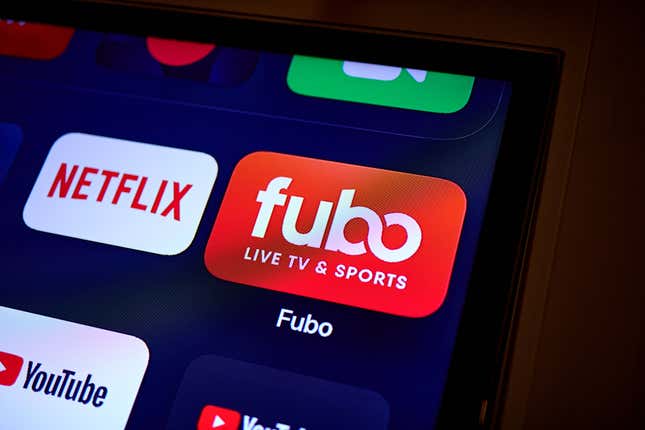 La aplicación FuboTV en un televisor configurado en Nueva York, EE. UU., el miércoles 21 de febrero de 2024.