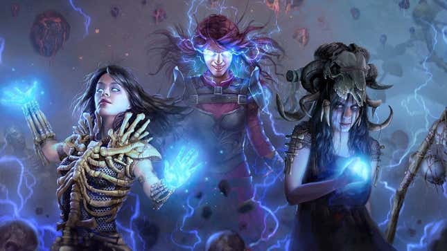 Warriors wield blue magic in Path of Exile 2. 