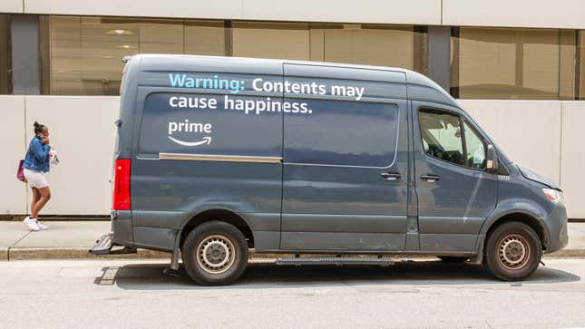 File photo of an Amazon delivery van, pictured in Charlotte, North Carolina.