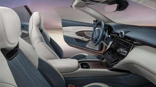 A render of the front seats in the new Maserati EV. 