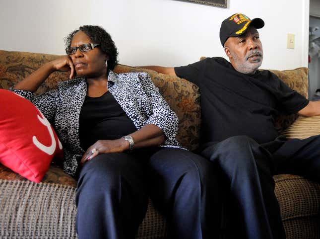 Sarah Collins Rudolph and her husband, George Rudolph, talk in their home in Birmingham, Ala. Rudolph lost an eye and still has slivers of glass inside her body from the racist bombing that killed her sister and three other Black girls inside a church 59 years ago Thursday.