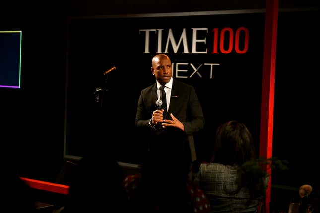 NEW YORK, NEW YORK - OCTOBER 24: Victor J. Glover speaks during the 2023 TIME100 Next event at Second Floor on October 24, 2023 in New York City. 