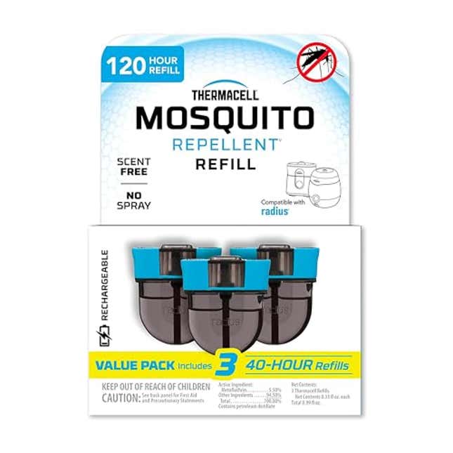 Image for article titled Thermacell Rechargeable Mosquito Repeller Refills; Advanced Repellent Formula Provides 20 foot Protection Zone; Compatible with Thermacell E-Series &amp; Radius Only; No DEET, Now 20% Off