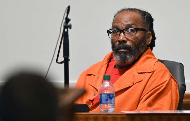 Kevin Strickland answers questions during an evidentiary hearing regarding his innocence on, Nov. 8, 2021 in Jackson County Circuit Court in Kansas City, Mo. A Missouri judge has ruled that a Kansas City man was wrongfully convicted for three murders and will be released after more than 40 years behind bars. Sixty-two-year-old Kevin Strickland was exonerated on Tuesday, Nov. 23, 2021. (Tammy Ljungblad/The Kansas City Star via AP, File)