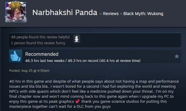 Image for article titled Black Myth: Wukong, As Told By Steam Reviews