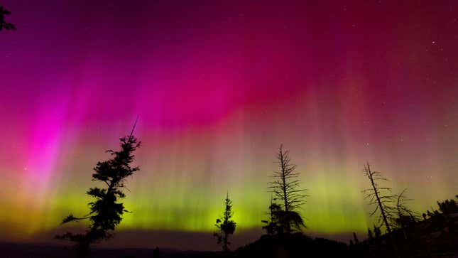 The Northern lights were visible from the Bogus Basin ski resort in Boise, Idaho.
