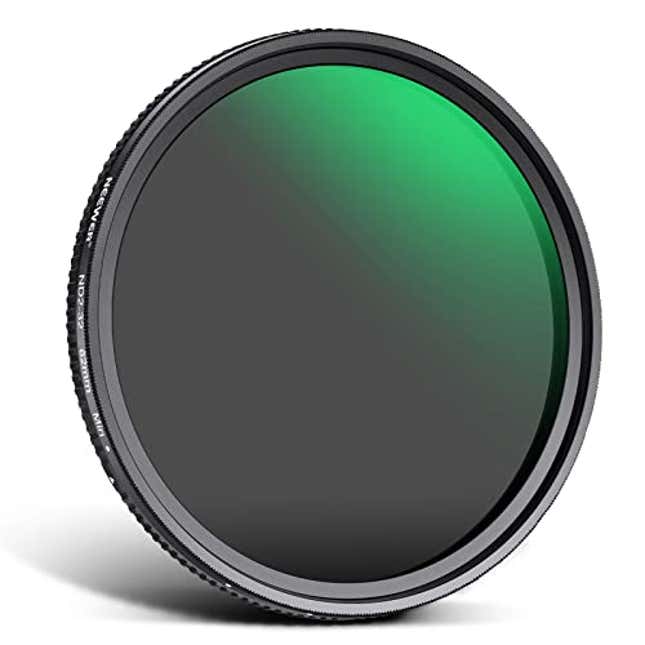 Image for article titled NEEWER 62mm Variable ND Filter ND2-ND32(1-5 Stops) Adjustable Neutral Density Filter/No X Cross/Ultra Slim Aluminum Alloy Frame/Optical Glass/Multi Layer Nano Coated/Water Repellent/Scratch Resistant, Now 98.45% Off