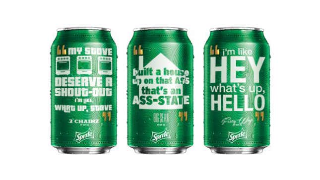 Image for article titled We Made More Rap-Themed Sprite Cans