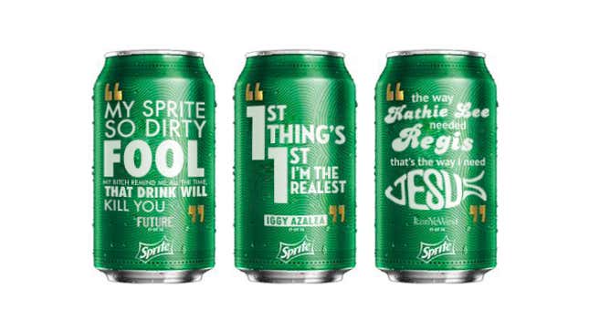 Image for article titled We Made More Rap-Themed Sprite Cans