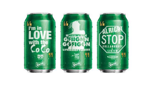 Image for article titled We Made More Rap-Themed Sprite Cans