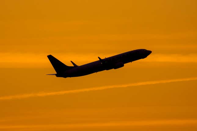 The silhouette of a Boeing 737-800