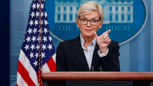 US Energy Secretary Jennifer Granholm talks oil prices in January 2023.