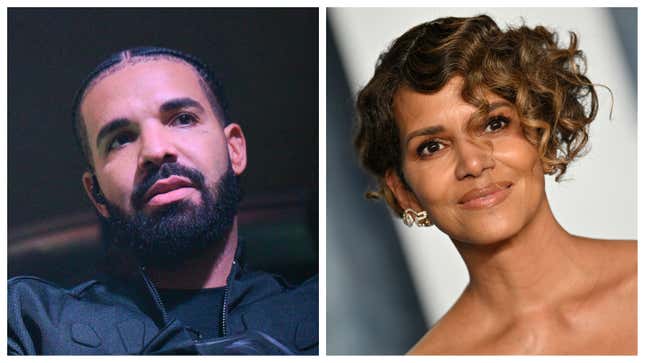 Drake, left; Halle Berry.