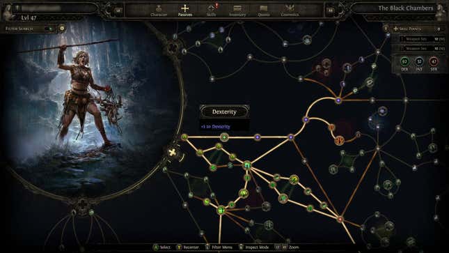 The passive skill tree for the Huntress in Path of Exile 2.