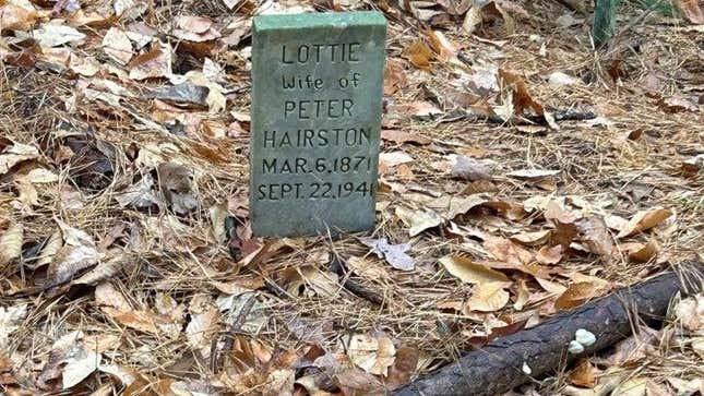 The grave of Lottie Hairston on the former Oak Hill plantation outside Danville, Va.