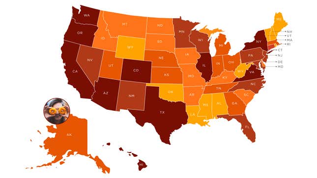 Map of United States obsessed states with pumpkin spice latte