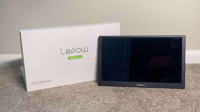 The Lepow portable display is shown with the box it came in.