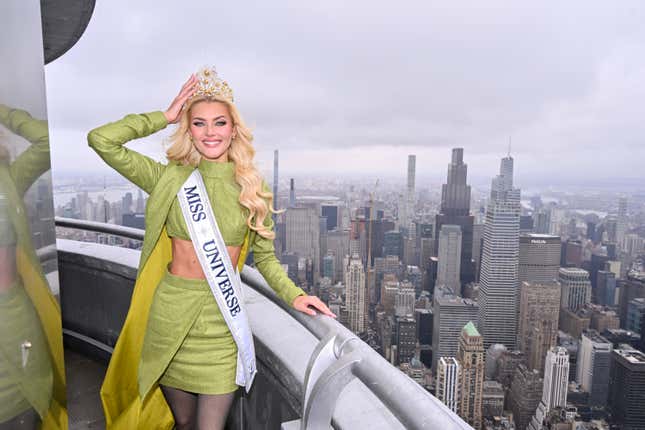  Miss Universe Victoria Kjaer Theilvig Lights the Empire State Building in Honor of Miss Universe 2024 at The Empire State Building on November 22, 2024 in New York City.