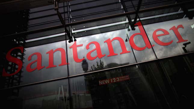 A general view of the Santander headquarters on May 18, 2012 in London, England.