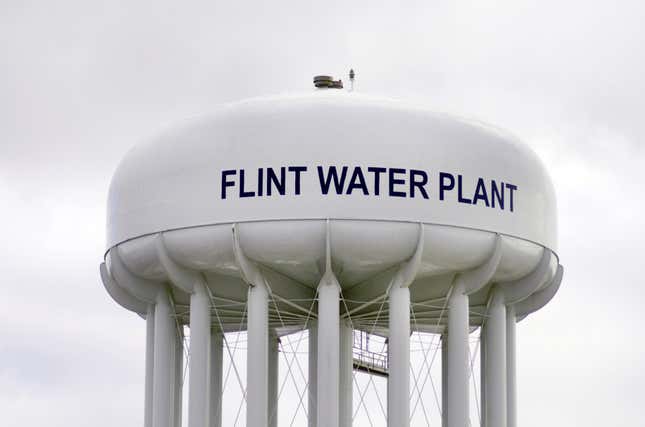 Water Tower At Flint Water Plant In Flint, Michigan January 23, 2016.