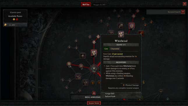 The Barbarian’s Whirlwind ability in Diablo IV.