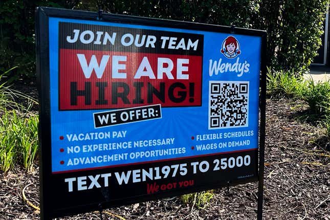 A hiring sign is displayed at a restaurant in Buffalo Grove, Ill., Saturday, Sept. 23, 2023. On Thursday, the Labor Department reports on the number of people who applied for unemployment benefits last week. (AP Photo/Nam Y. Huh)