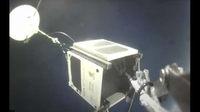 Image of Woodsat during the stratosphere flight test