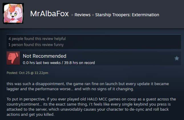 Image for article titled Starship Troopers: Extermination, As Told By Steam Reviews