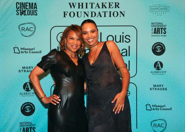 ST LOUIS, MISSOURI - NOVEMBER 12: Kemba Smith and actress Testa Cooper during the premier of Kemba at St. Louis International Film Festival on November 12, 2023 in St Louis, Missouri. 