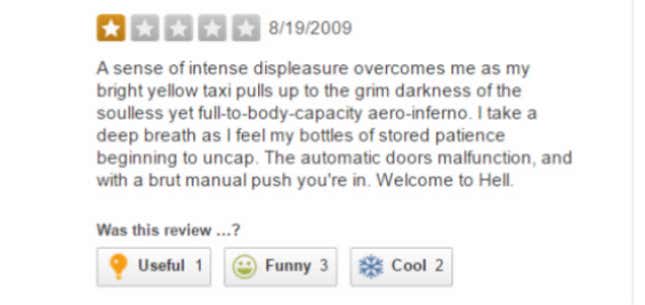 Image for article titled 'Seat Was Full of Baby Formula': Grim Yelp Reviews of Air Travel