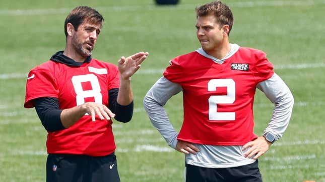 Image for article titled Wait, did Zach Wilson think he and Aaron Rodgers were making a buddy movie together?