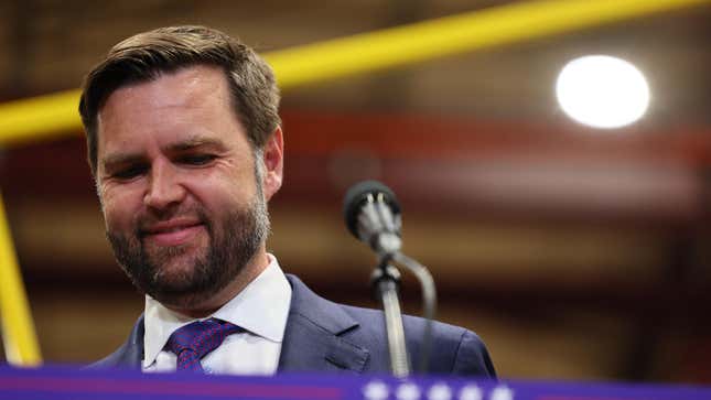 : Republican vice presidential candidate, Sen. J.D. Vance (R-OH) speaks at NMC-Wollard Inc. / Wollard International on August 07, 2024 in Eau Claire, Wisconsin.