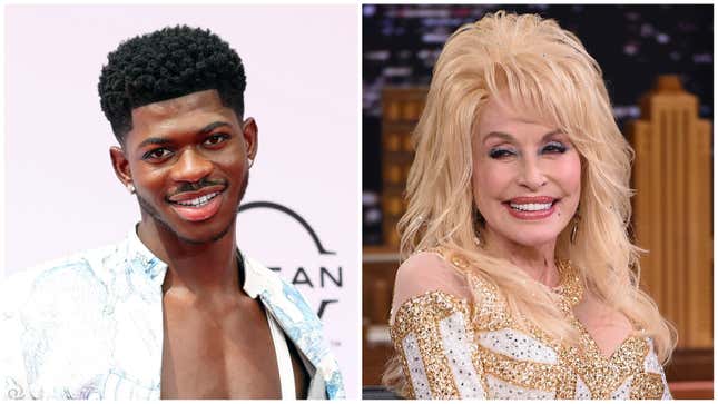 Lil Nas X, left; Dolly Parton.