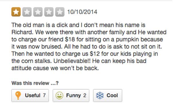 Image for article titled 'I Saw a Cow Chained to a Fence': Surprisingly Grim Yelp Reviews of Pumpkin Patches