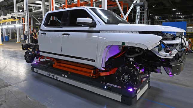 An Endurance cab sits married on a chassis during a media tour to the Lordstown Motors complex, Tuesday, June 22, 2021 in Lordstown, Ohio.