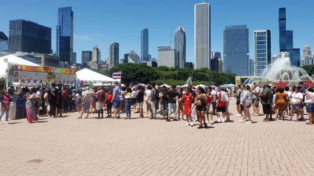 The line for Chicago’s Dog House at a festival in Chicago’s Grant Park.