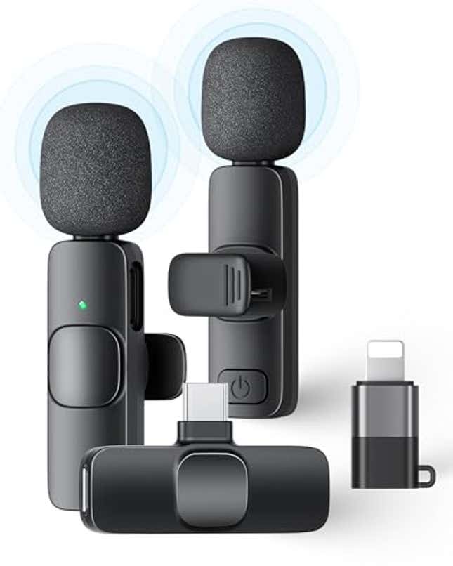 Image for article titled KUKIHO 2 Pack Wireless Lavalier Microphone for iPhone iPad and Android Phone, Now 10% Off