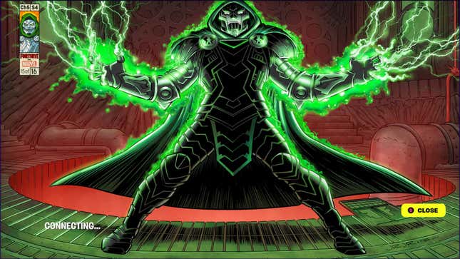 It's the comic cover for Dr Doom's latest quests. He's all green and lightningy.