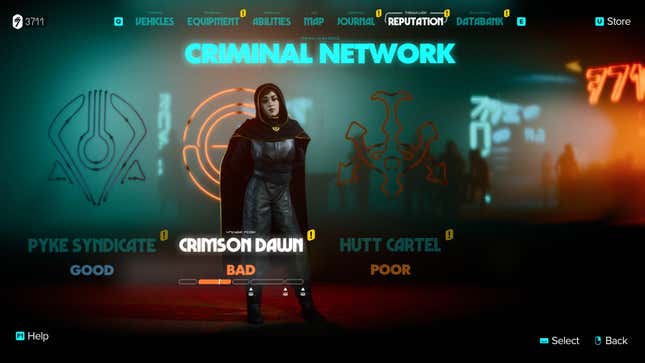 The Crimson Dawn network screen.