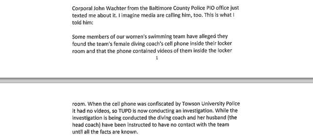 Image for article titled How Towson University Handled Its Locker Room Recording Scandal