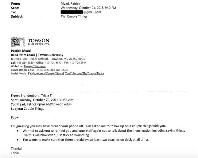 Image for article titled How Towson University Handled Its Locker Room Recording Scandal