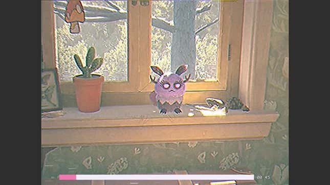 Moth Girl sits on a window sill.