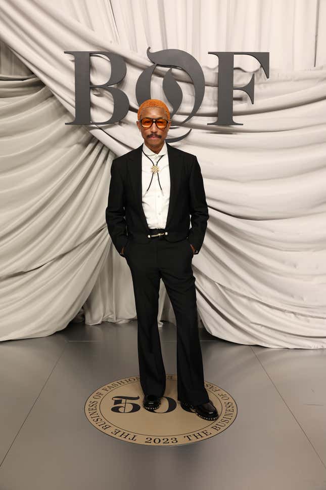 PARIS, FRANCE - SEPTEMBER 30: Pharrell Williams attends the #BoF500 Gala during Paris Fashion Week at Shangri-La Hotel Paris on September 30, 2023 in Paris, France.