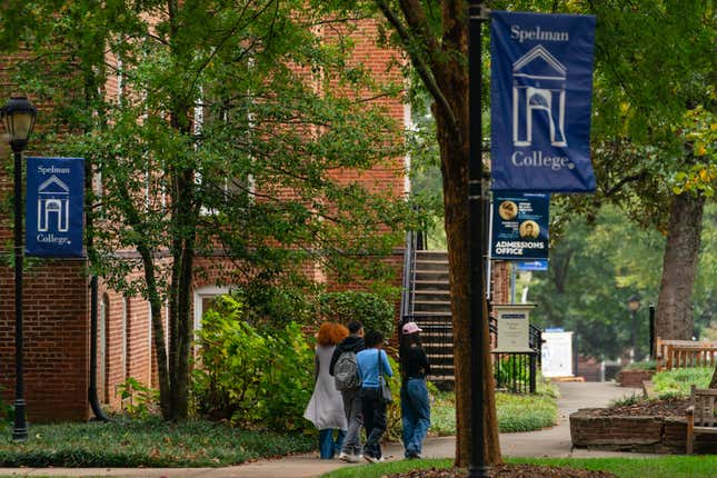 Students at the Spelman College campus in Atlanta, Georgia, US, on Friday, Oct. 13, 2023. The return of federal student loan payments this month threatens to derail prospects for graduates of Historically Black Colleges and Universities, a cohort already facing steep economic disadvantages. 