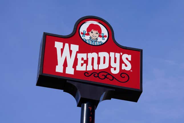 FILE - A sign stands over a Wendy&#39;s restaurant, Feb. 25, 2021, in Des Moines, Iowa. Wendy’s says that it has no plans to increase prices during the busiest times at its restaurants, Wednesday, Feb. 28, 2024. The burger chain clarified its stance on how it will approach pricing after various media reports said that the company was looking to test having the prices of its menu items fluctuate throughout the day based on demand. (AP Photo/Charlie Neibergall, File)