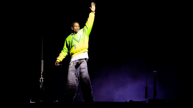 Travis Scott performs on stage during Rolling Loud at Hard Rock Stadium on July 24, 2021 in Miami Gardens, Florida.