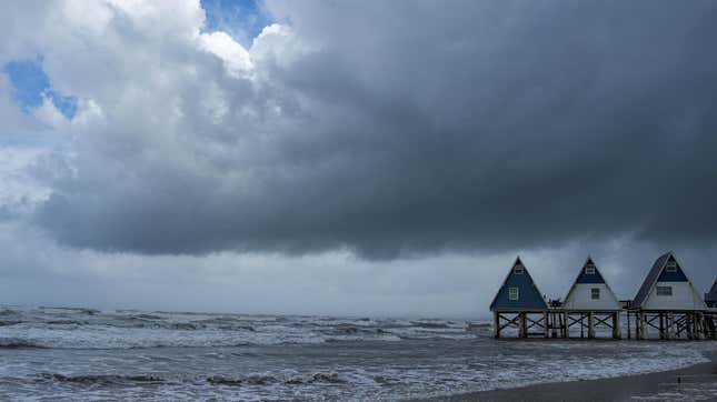 The tide rises at Surfside Beach, Texas, ahead of Hurricane Beryl's arrival